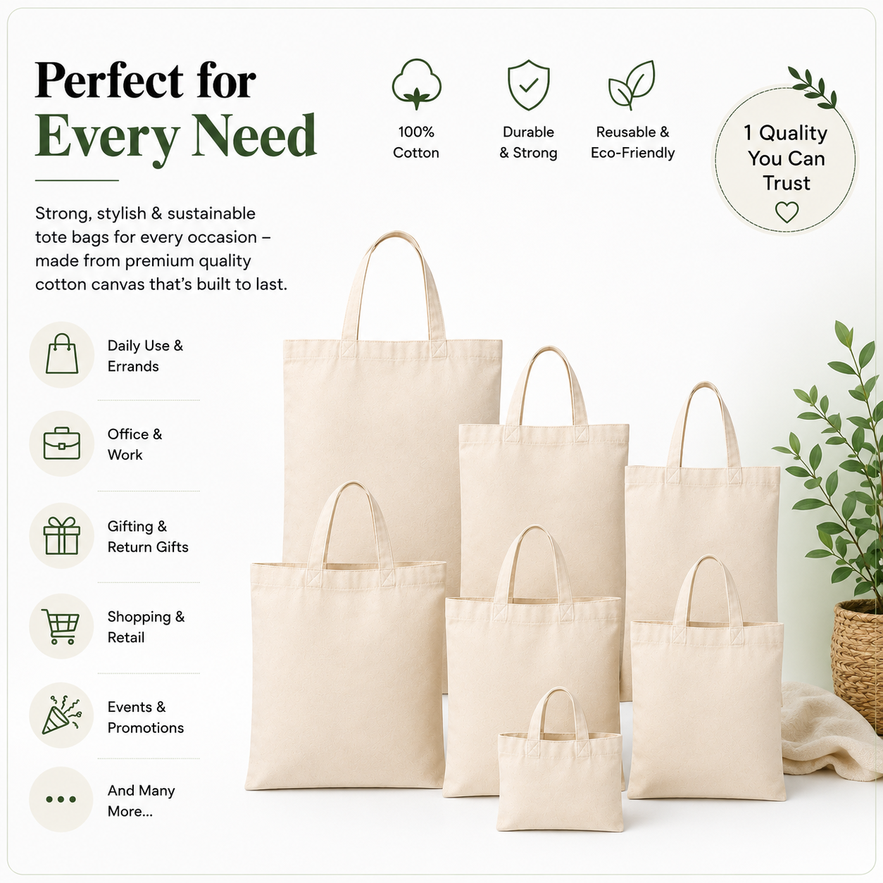 Cotton Tote Bag Sample Kit - 10 Sizes | 150 GSM