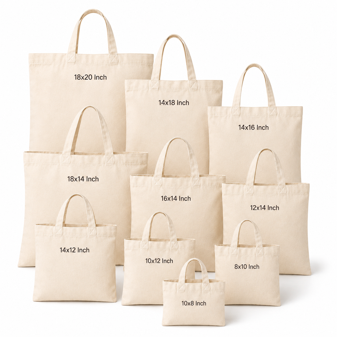Cotton Tote Bag Sample Kit - 10 Sizes | 150 GSM