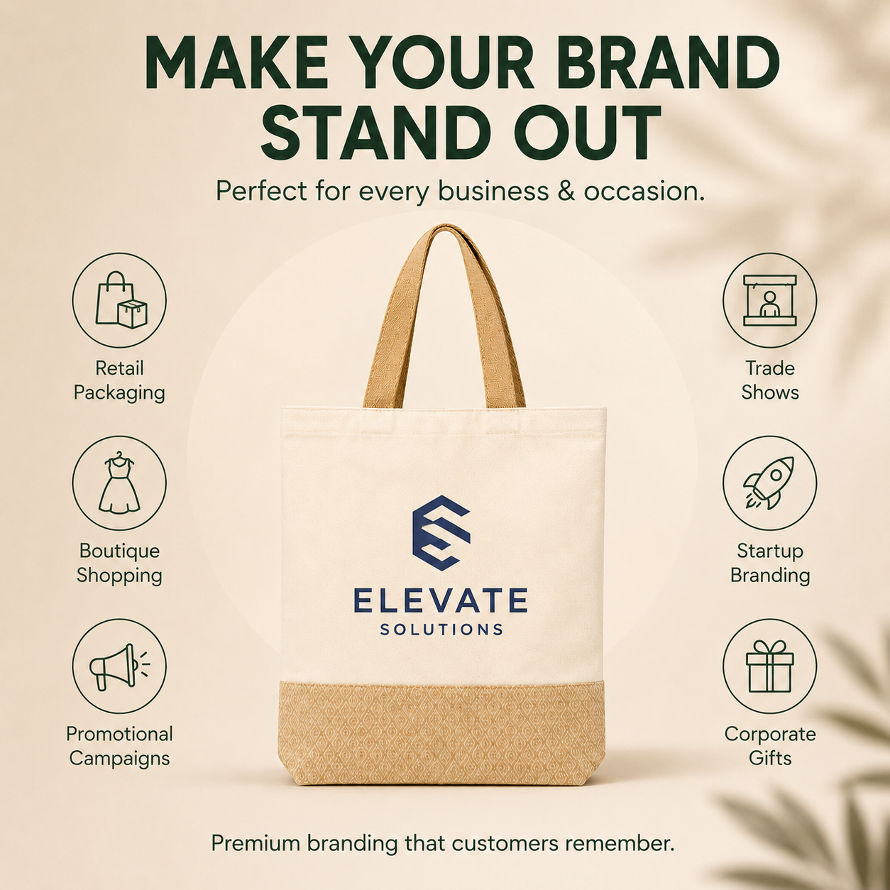 Custom 13×15 Diamond Jacquard Cotton Canvas Jute Tote Bag | 330 GSM