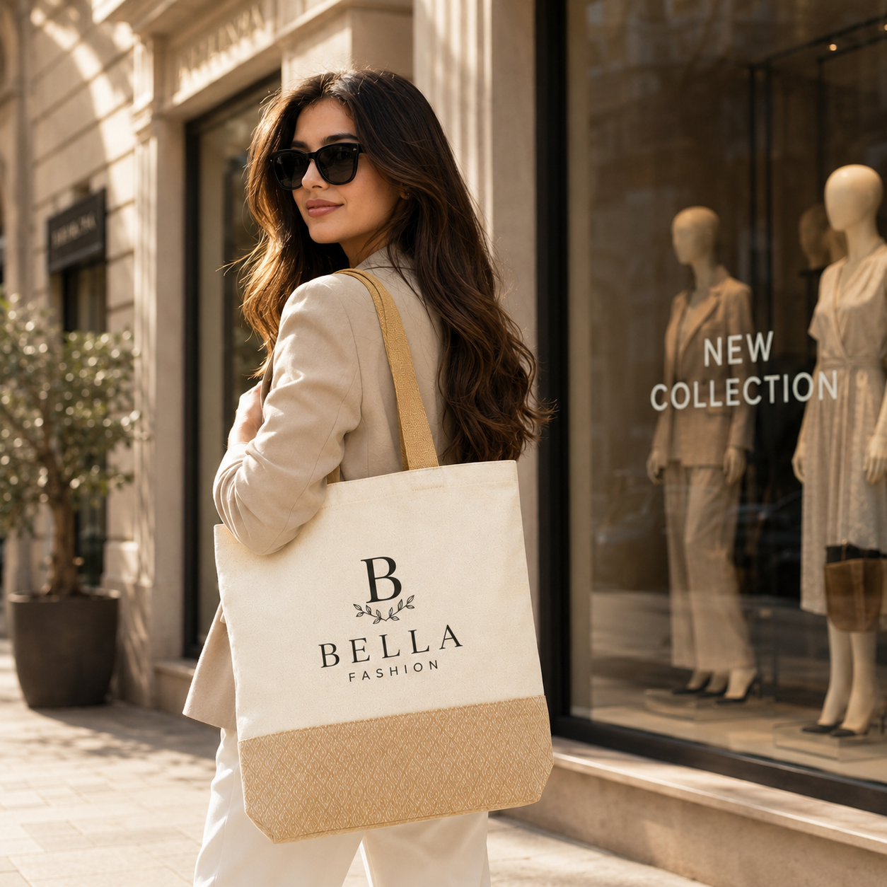 Custom 13×15 Diamond Jacquard Cotton Canvas Jute Tote Bag | 330 GSM