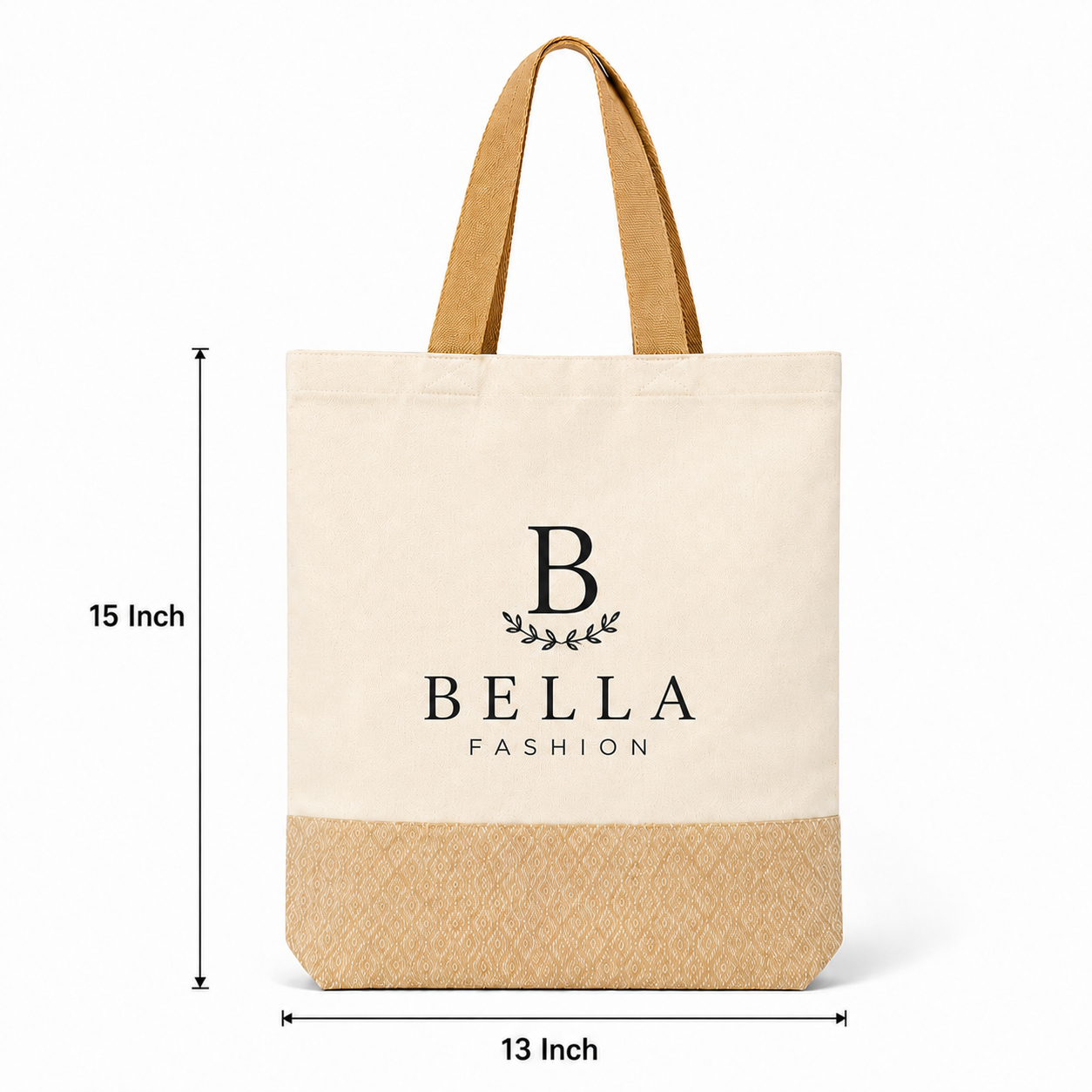 Custom 13×15 Diamond Jacquard Cotton Canvas Jute Tote Bag | 330 GSM