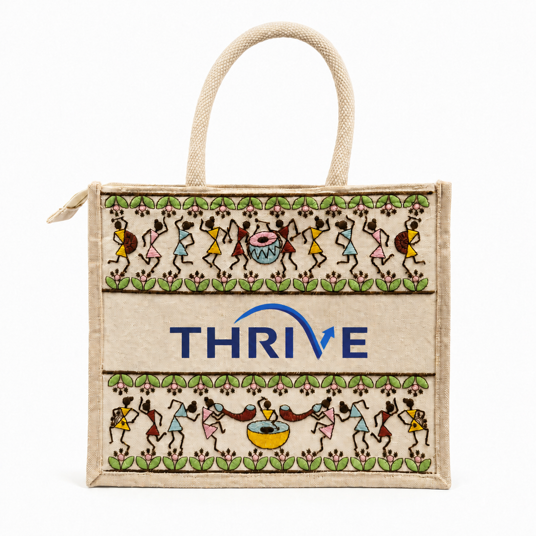Tribal Beats Warli Hamper Bag - Beige