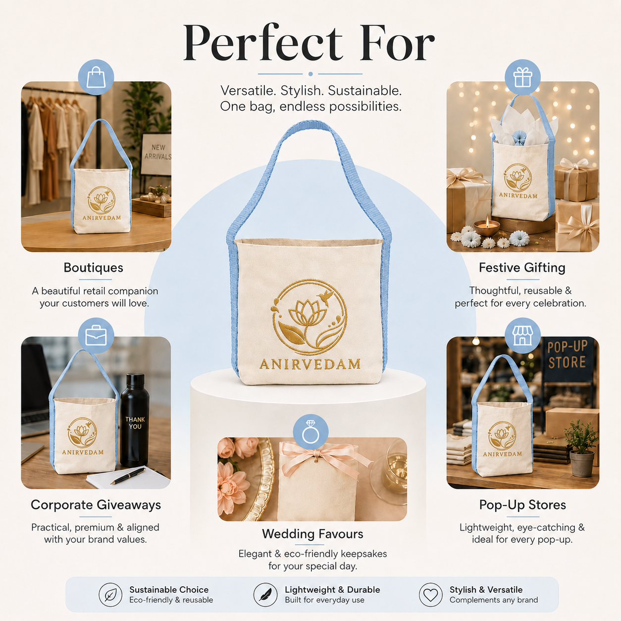 Sky Blue Basket Bag | 400 GSM