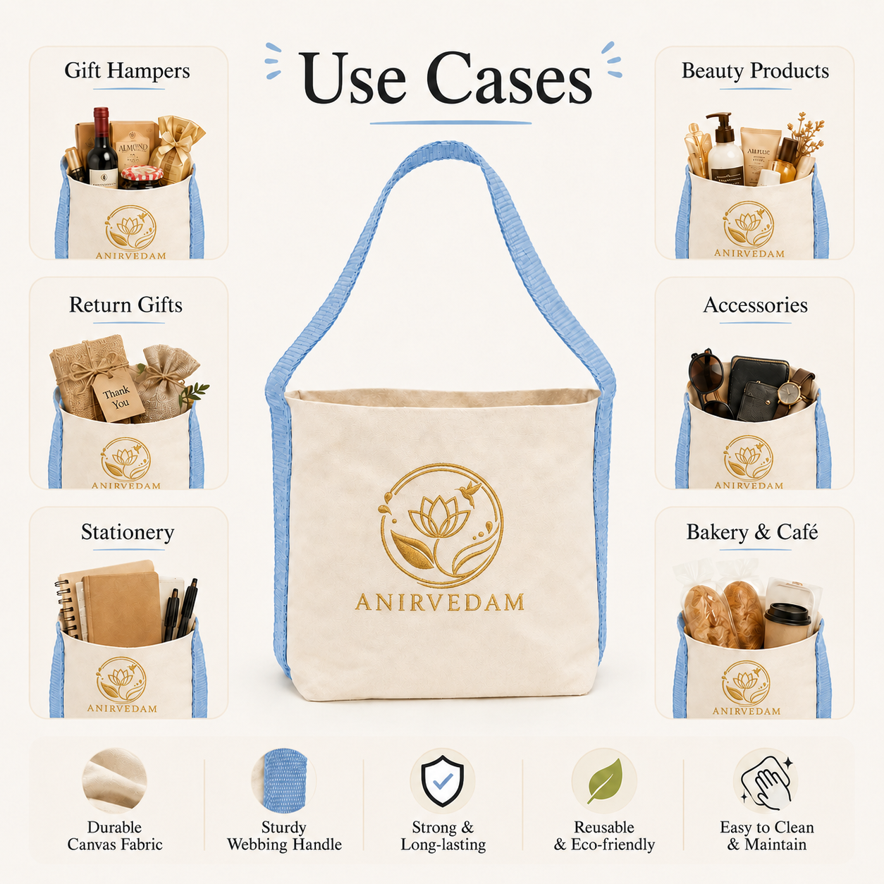 Sky Blue Basket Bag | 400 GSM