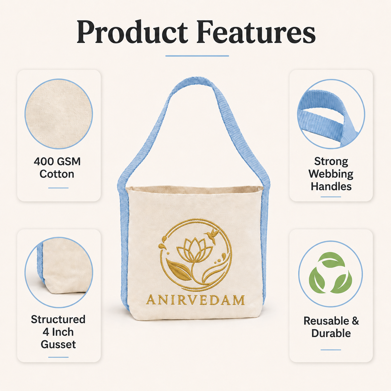 Sky Blue Basket Bag | 400 GSM