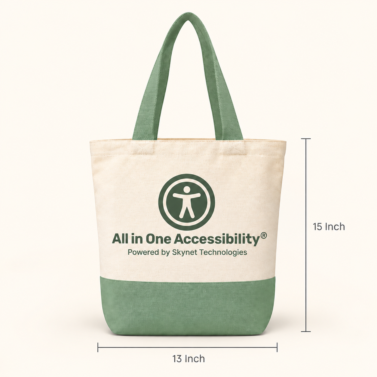 13"x15" Light Green & Beige Tote Bag | 330 GS