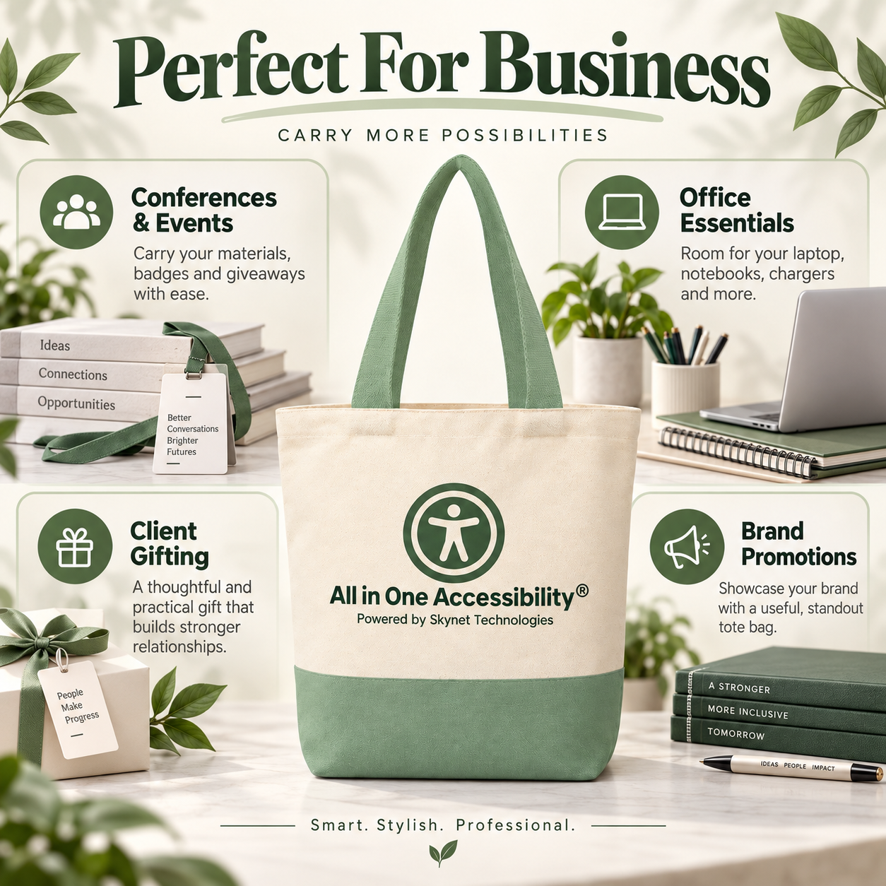 13"x15" Light Green & Beige Tote Bag | 330 GS