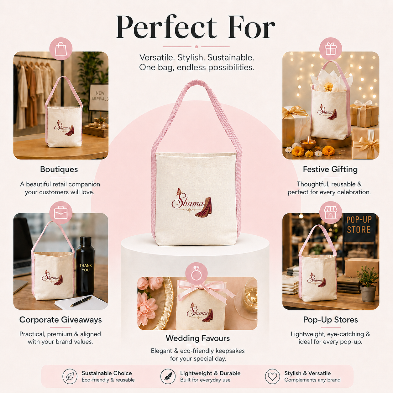 Pink Basket Bag | 400 GSM