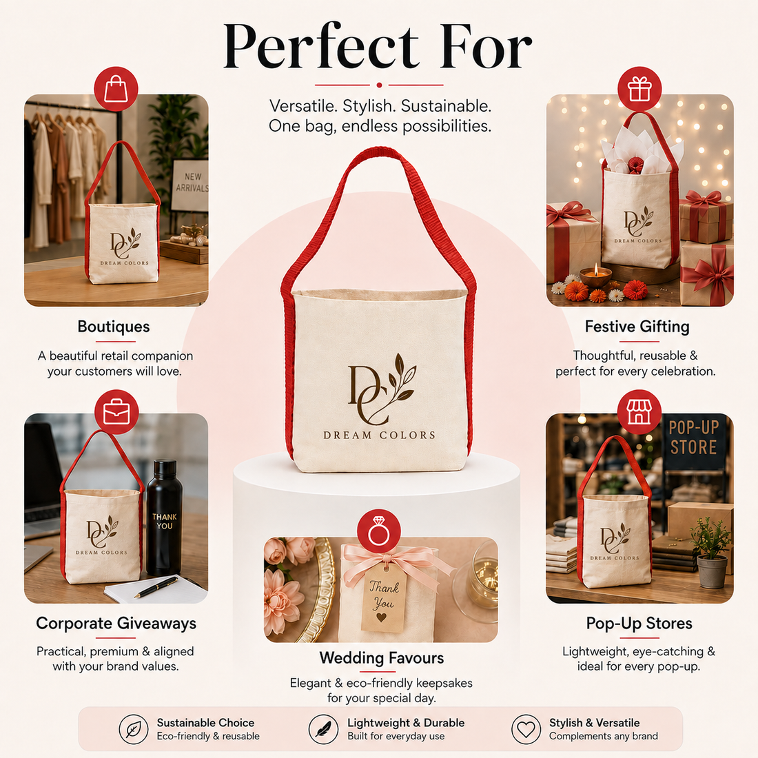 Red Basket Bag | 400 GSM
