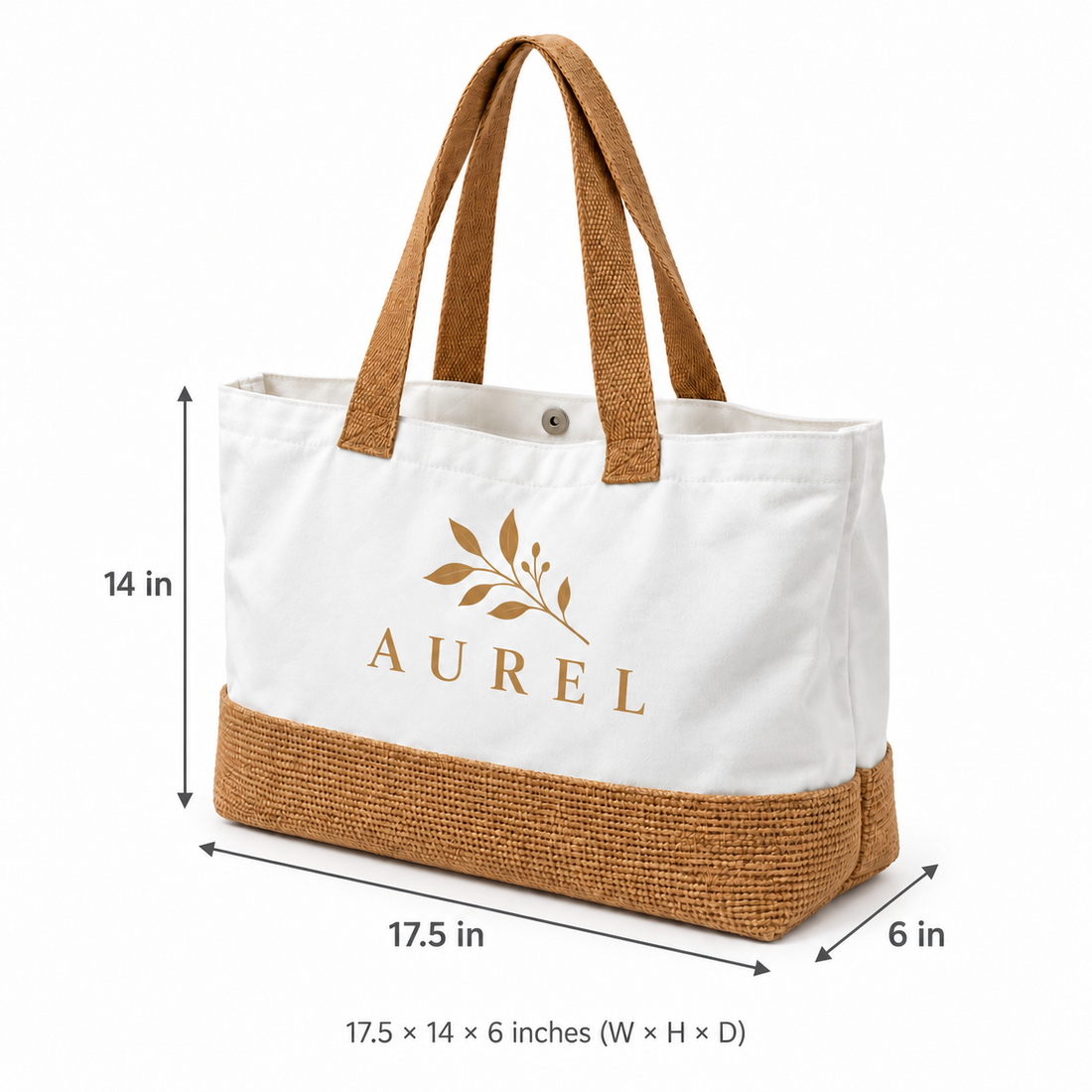 17.5x14x6 Natural Juco & Canvas Two-Tone Tote Bag