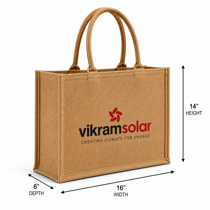 Custom 16×14×6 Natural Jute Tote Bag | 350 GSM