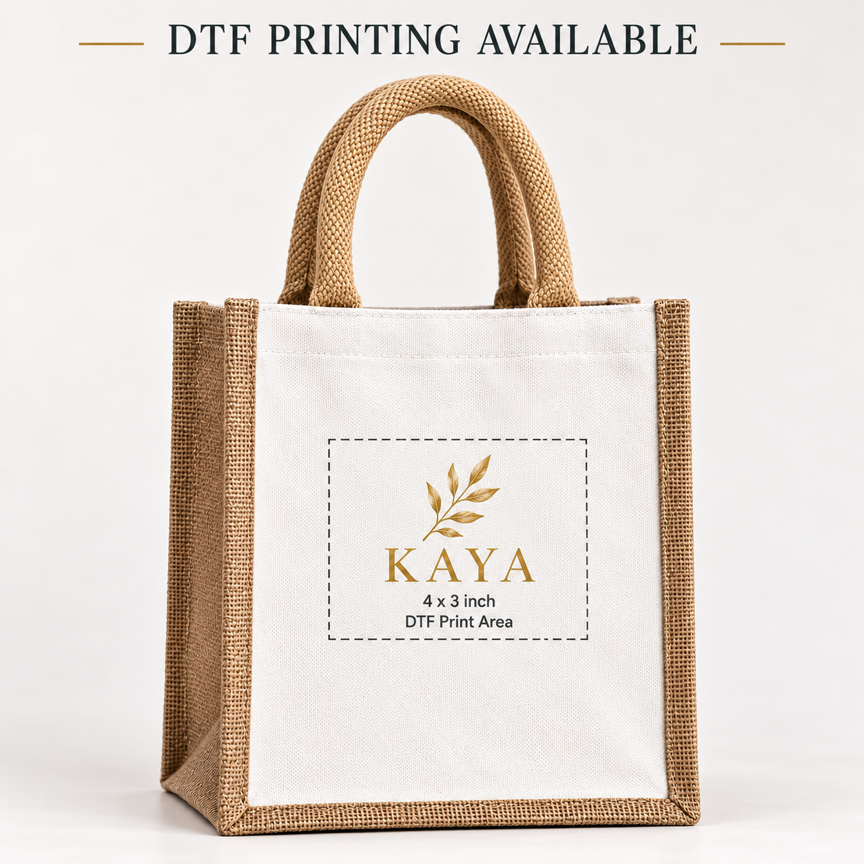 8x10x5.5 Natural Small Jute & Canvas Hamper Bag