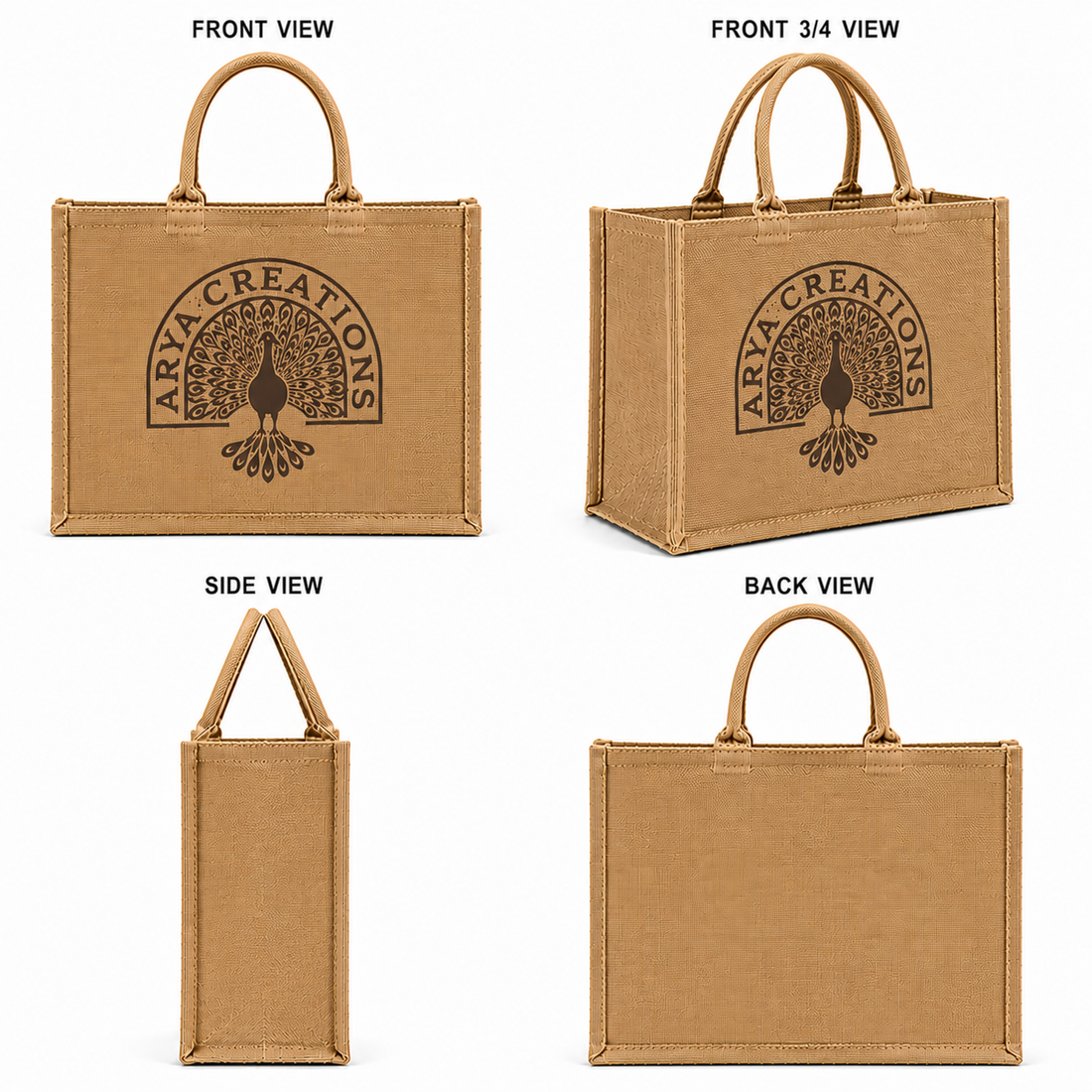Custom 18×14×6 Natural Jute Tote Bag | 350 GSM