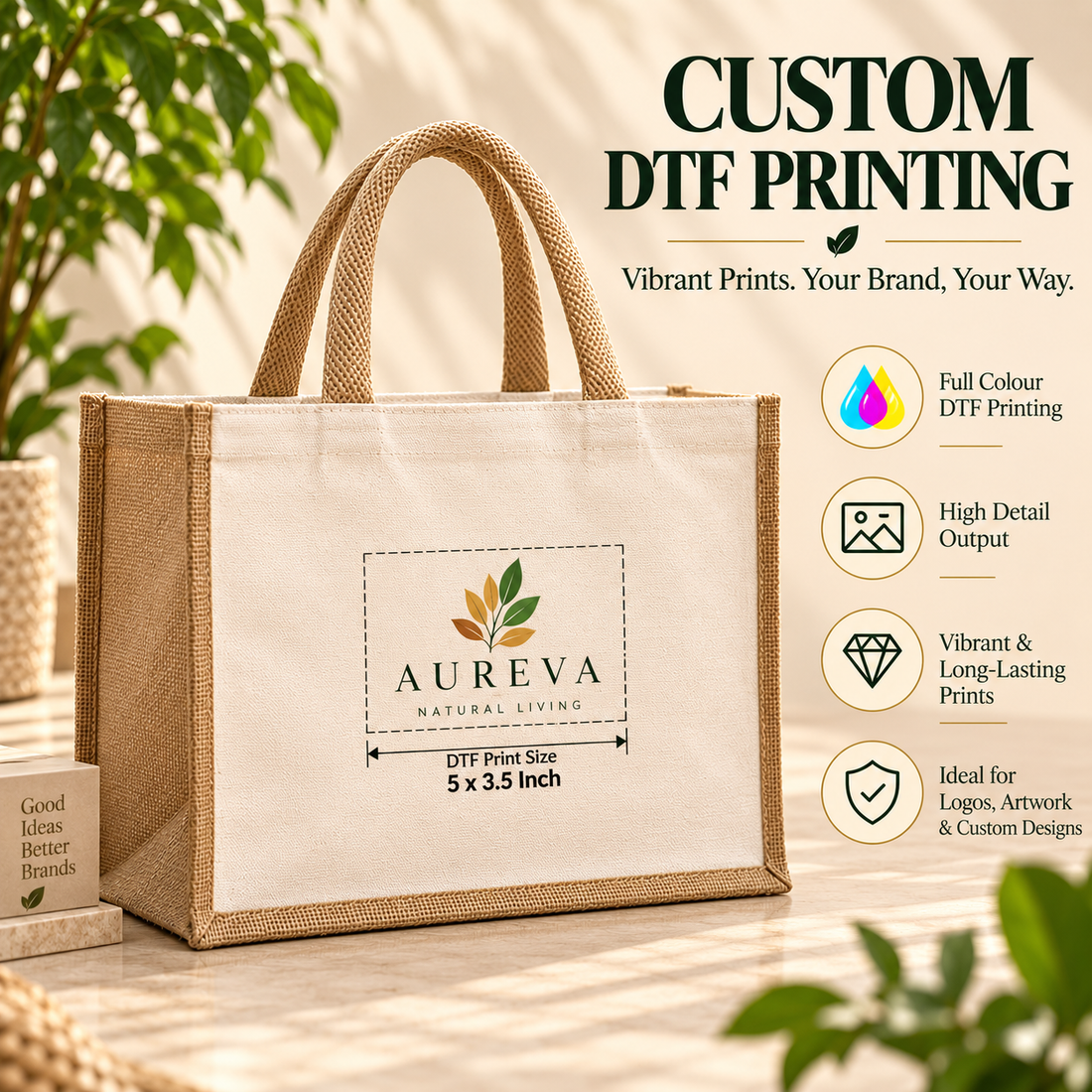 16x13x6 Natural Laminated Jute & Canvas Hamper Bag
