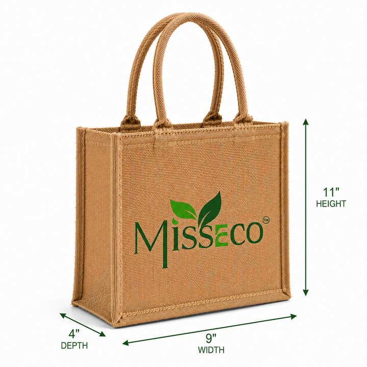 Custom 9×11×4 Natural Jute Tote Bag | 350 GSM