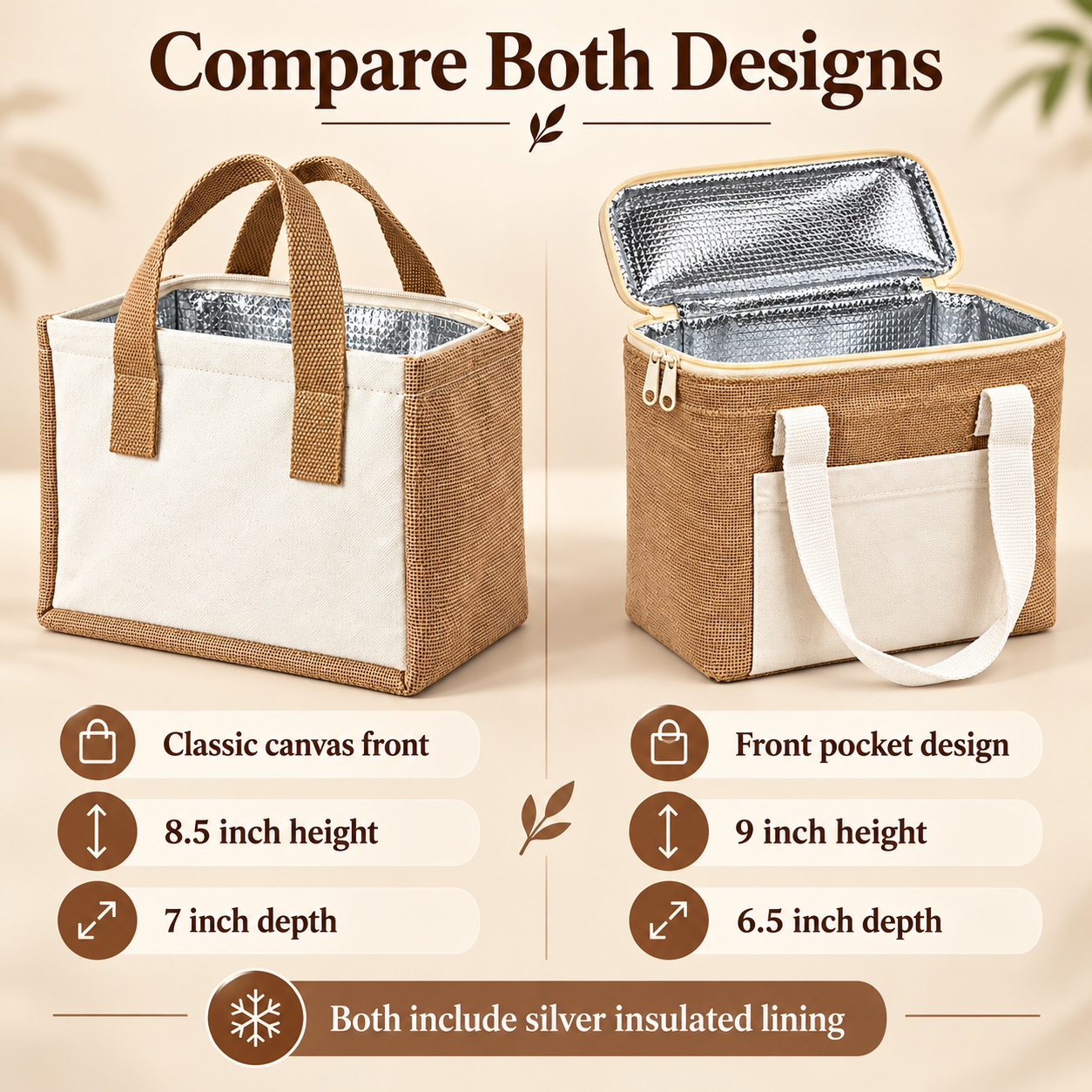 Insulated Jute Lunch Bag Sample Kit