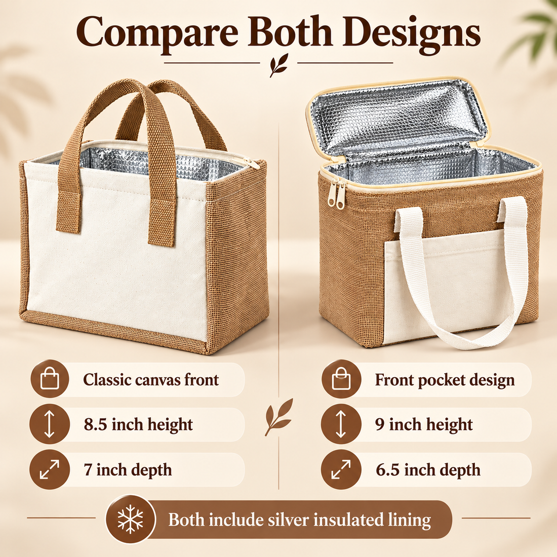 Insulated Jute Lunch Bag Sample Kit