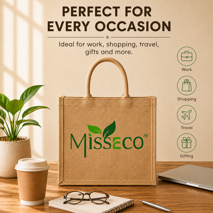 Custom 9×11×4 Natural Jute Tote Bag | 350 GSM
