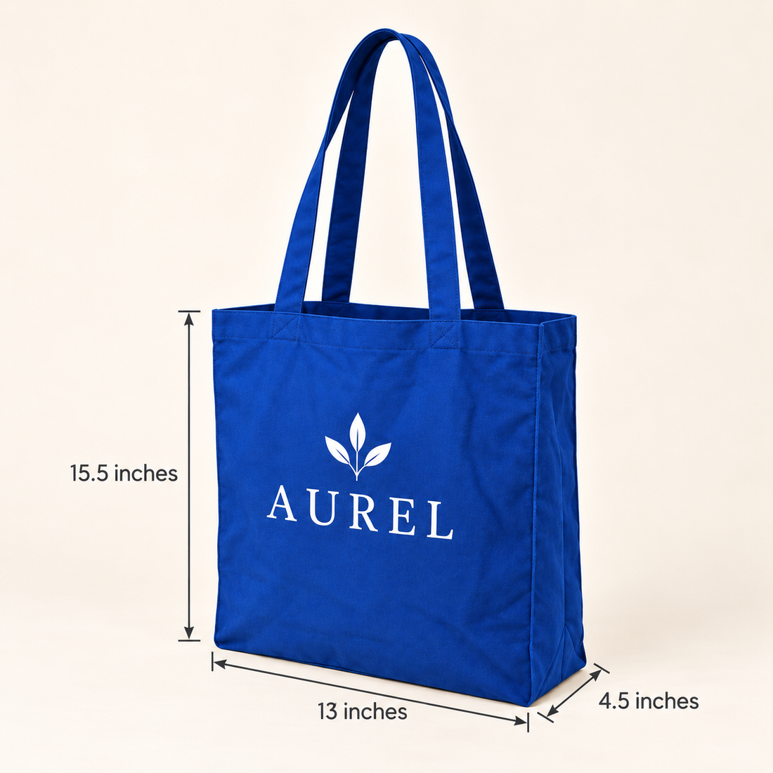 13x15.5x4.5 Navy Blue Gusseted Cotton Tote Bag | 150 GSM