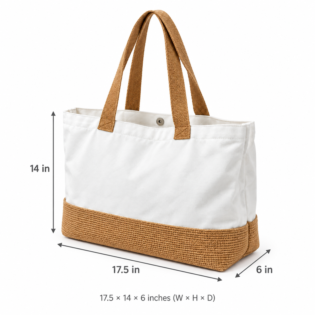 Plain 17.5x14x6 Natural Juco & Canvas Two-Tone Tote Bag