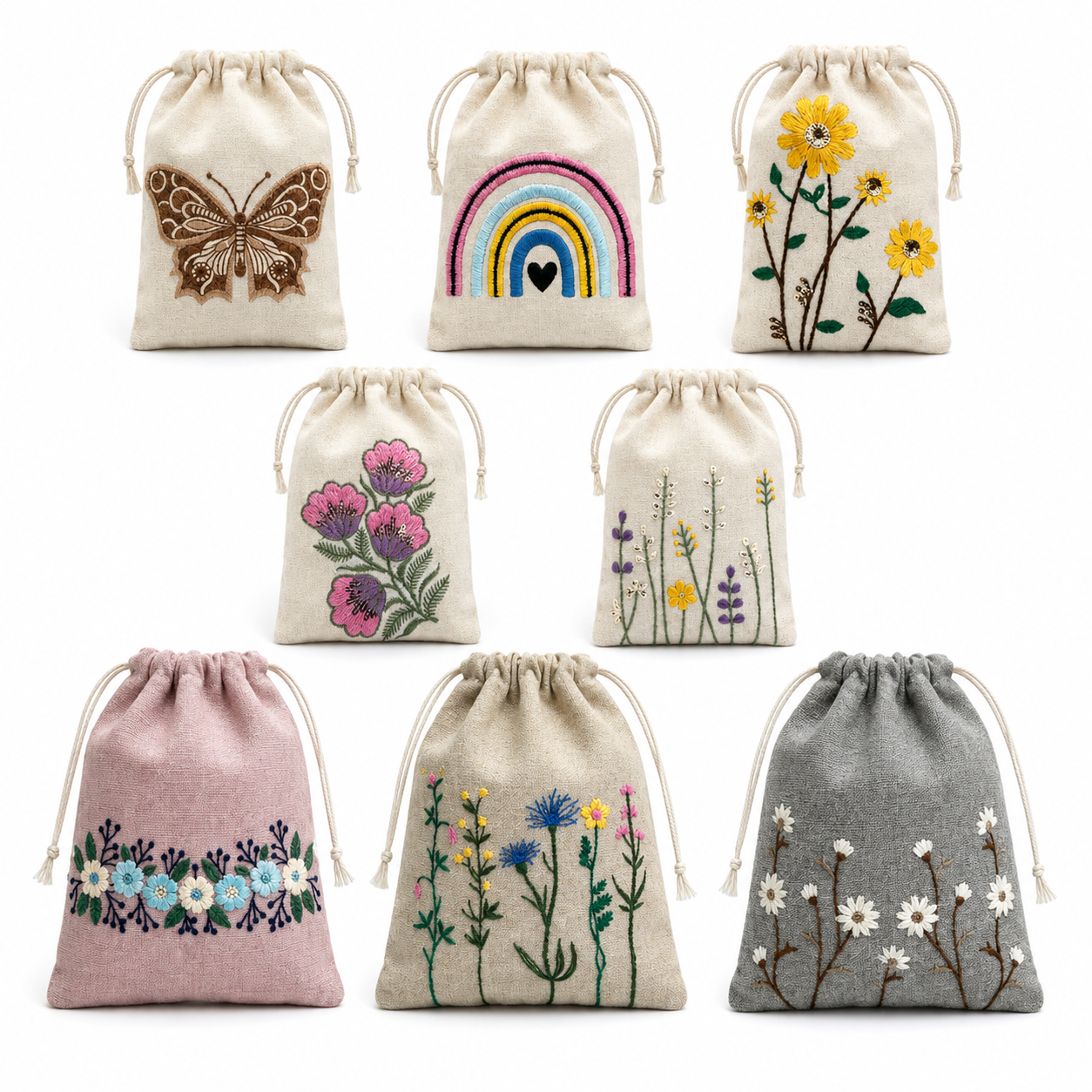 Embroidered Drawstring Pouch Sample Kit | 150 GSM