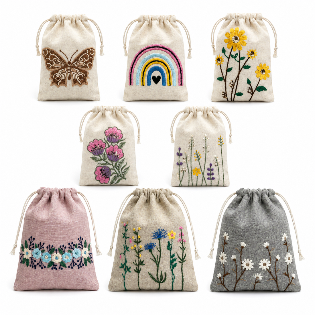 Embroidered Drawstring Pouch Sample Kit | 150 GSM