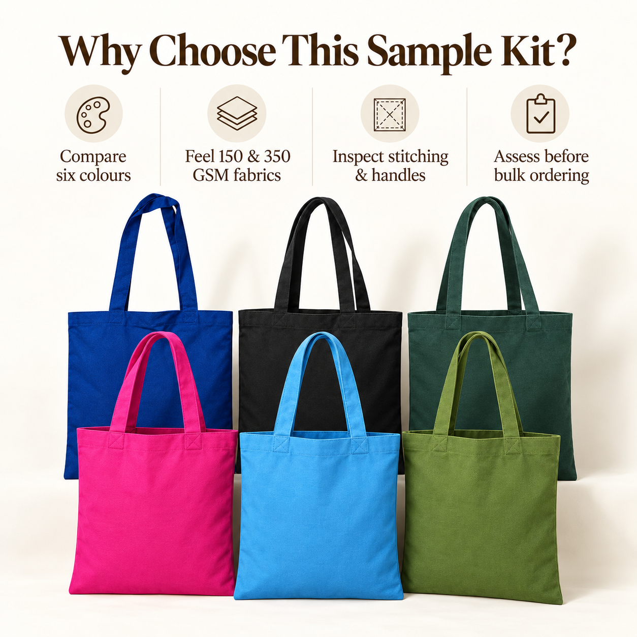 150 & 350 GSM Cotton Tote Bag Sample Kit