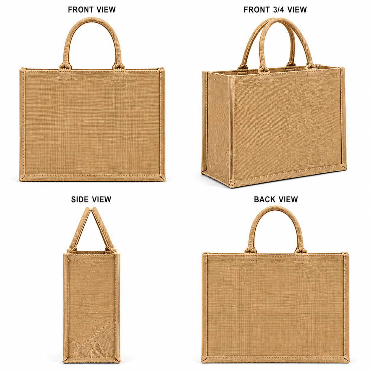 18×14×6 Natural Jute Tote Bag | 350 GSM