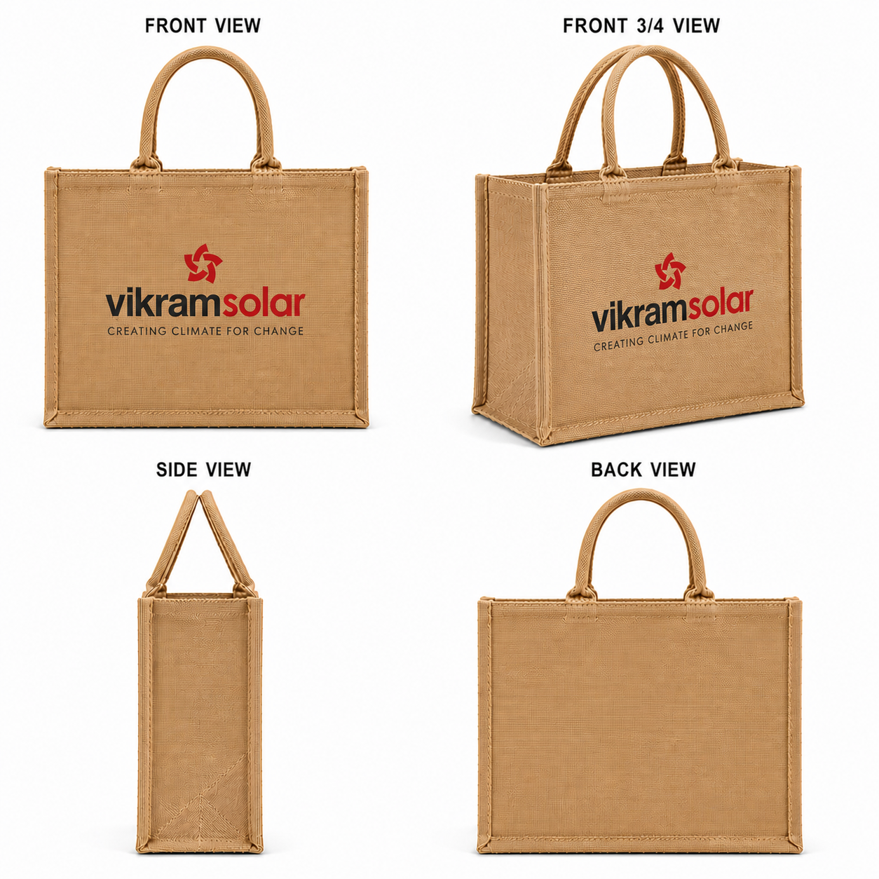Custom 16×14×6 Natural Jute Tote Bag | 350 GSM