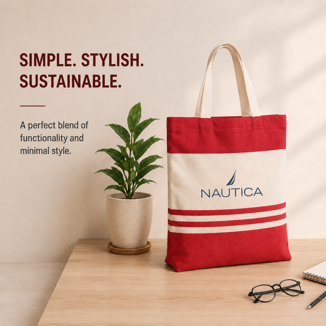 Custom 14x16 Red Tote Bag | 330 GSM