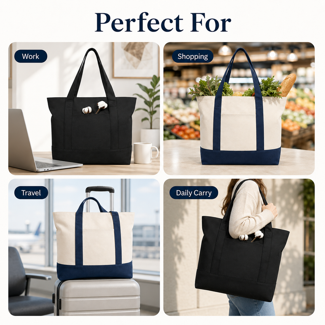 Large Canvas Tote Bag Sample Kit – 2 Bags | 330 GSM