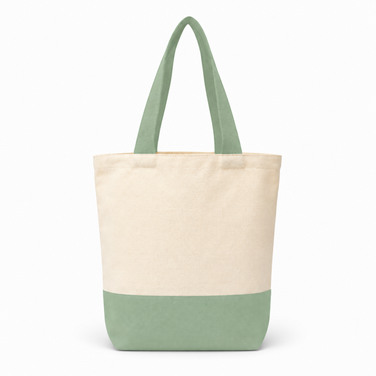 Plain Light Green & Beige Tote Bag | 330 GSM