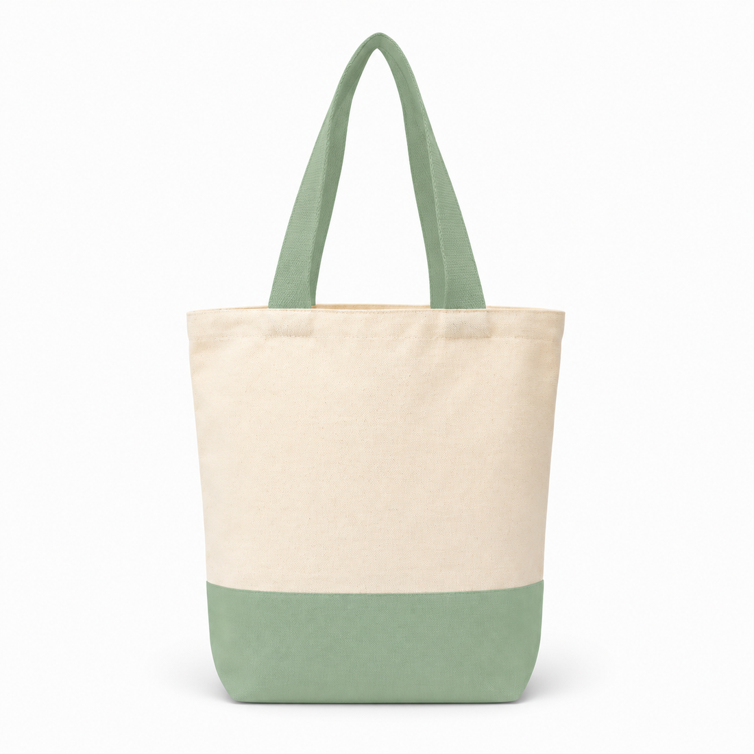 Plain Light Green & Beige Tote Bag | 330 GSM