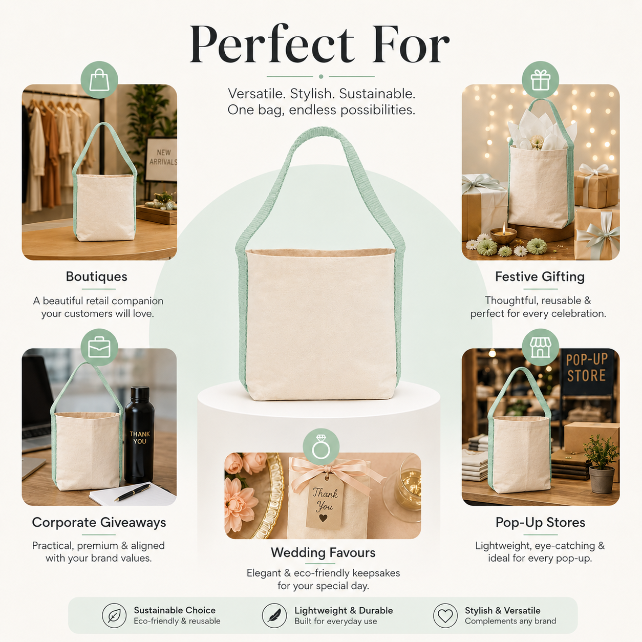 Plain Light Green Basket Bag | 400 GSM