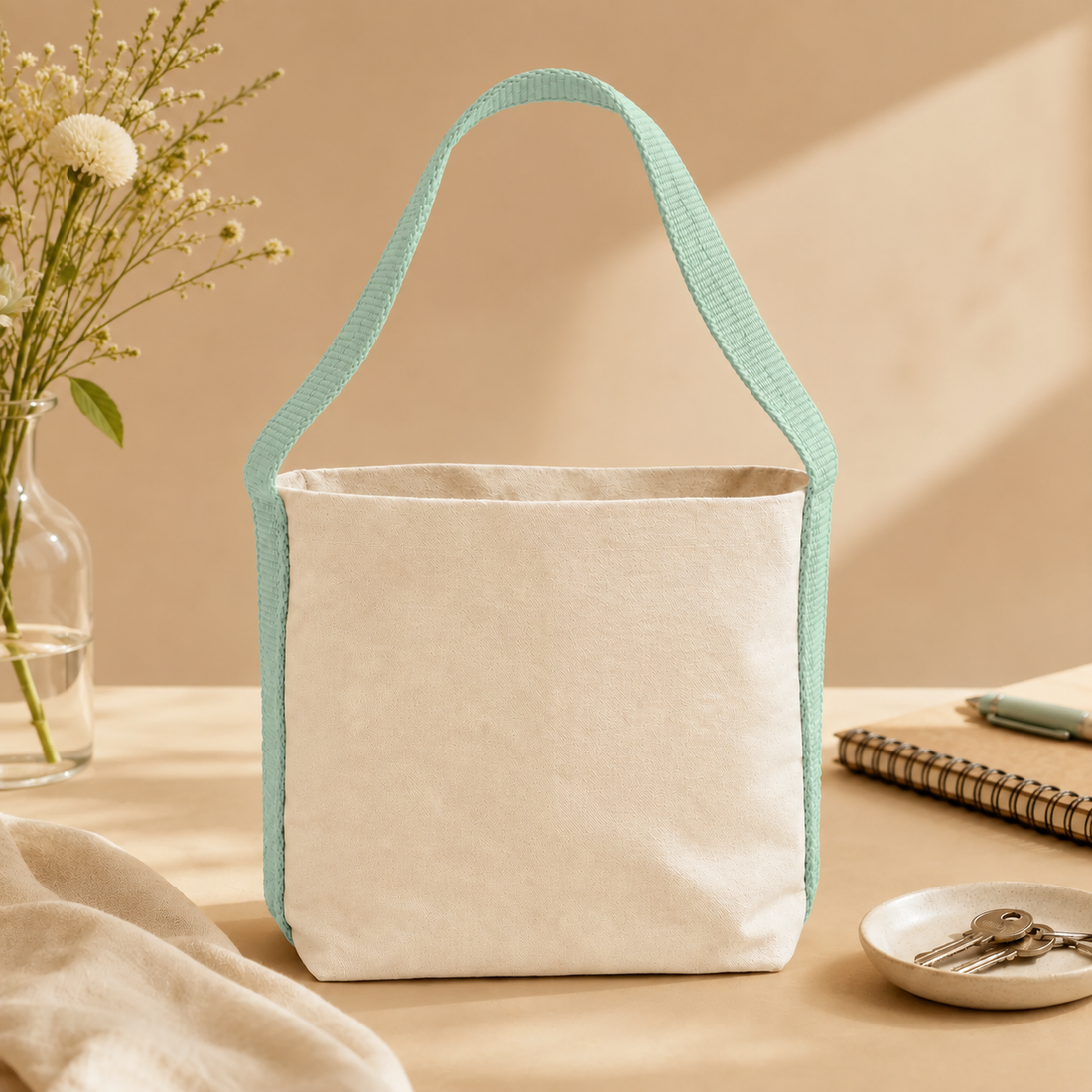 Plain Light Green Basket Bag | 400 GSM