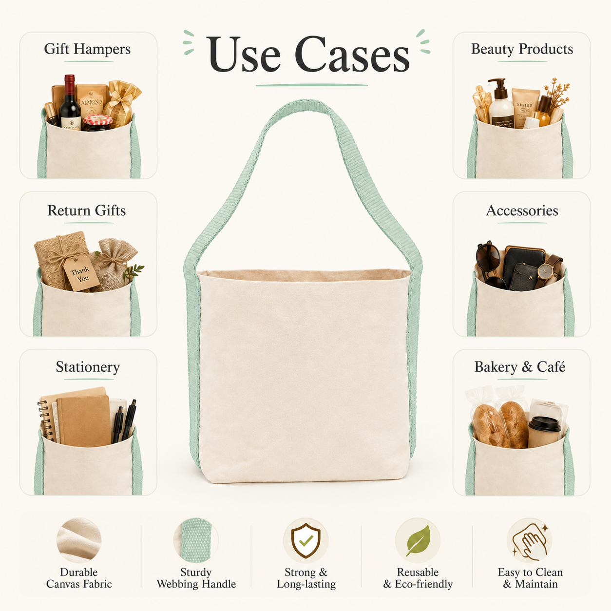 Plain Light Green Basket Bag | 400 GSM