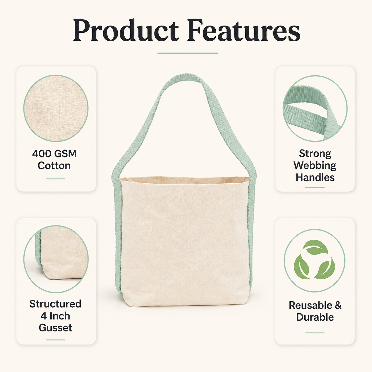Plain Light Green Basket Bag | 400 GSM