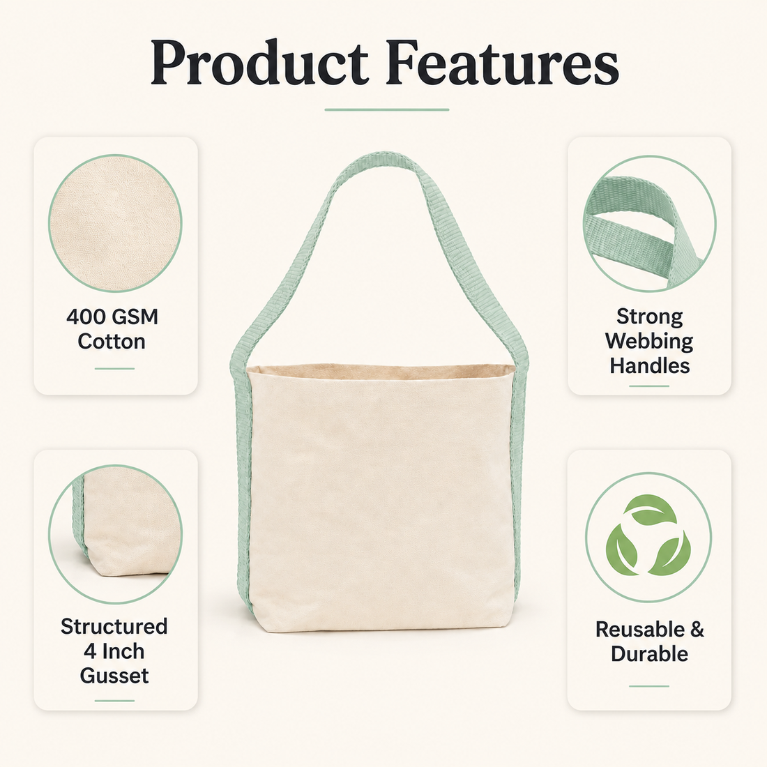 Plain Light Green Basket Bag | 400 GSM