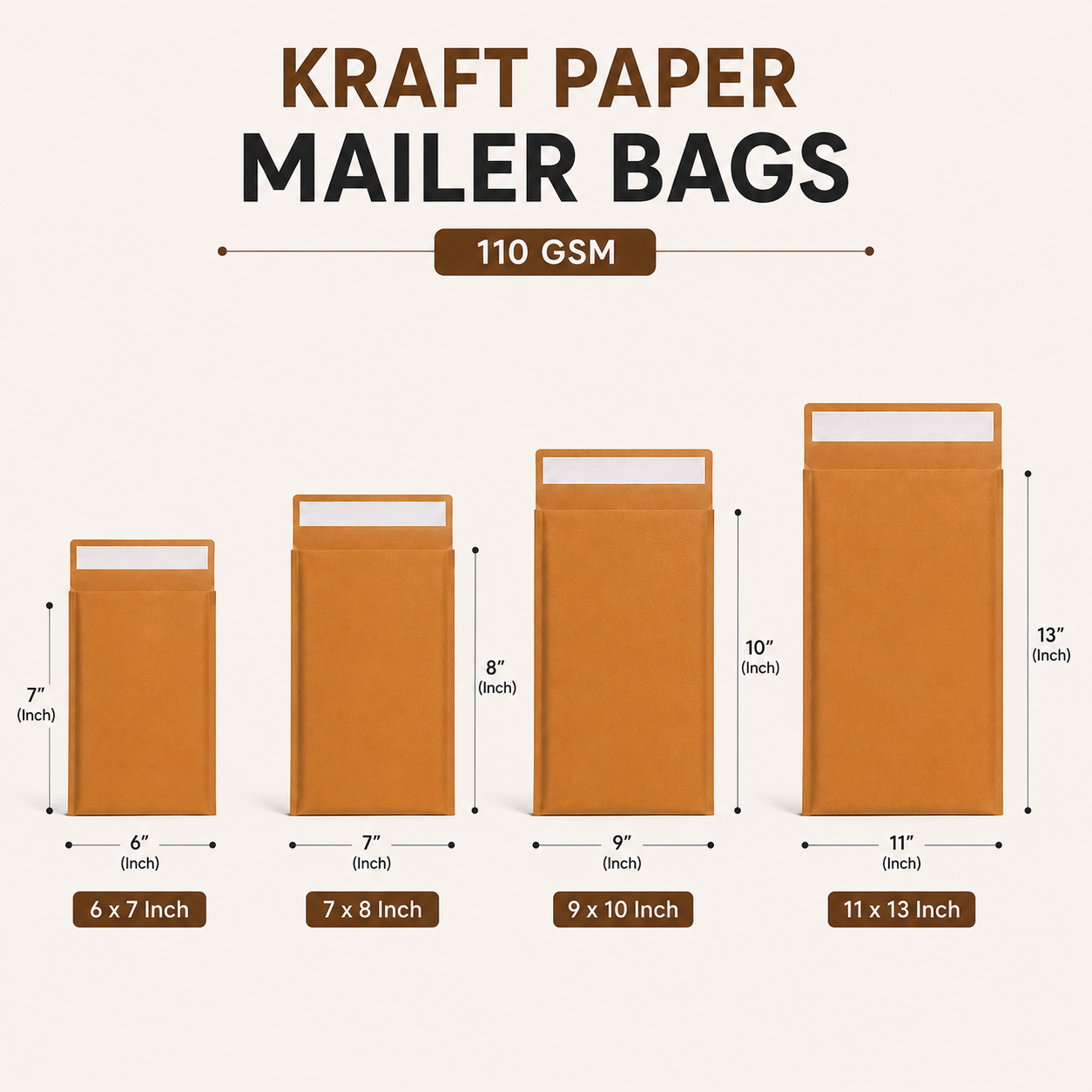 Kraft Paper Mailer Bag Sample Kit – 7 Sizes