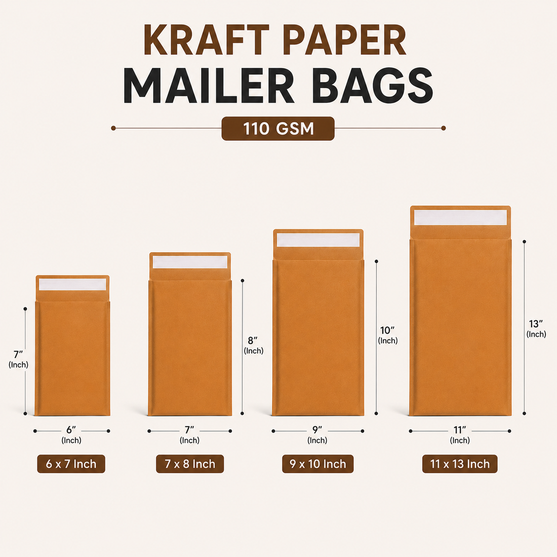 Kraft Paper Mailer Bag Sample Kit – 7 Sizes