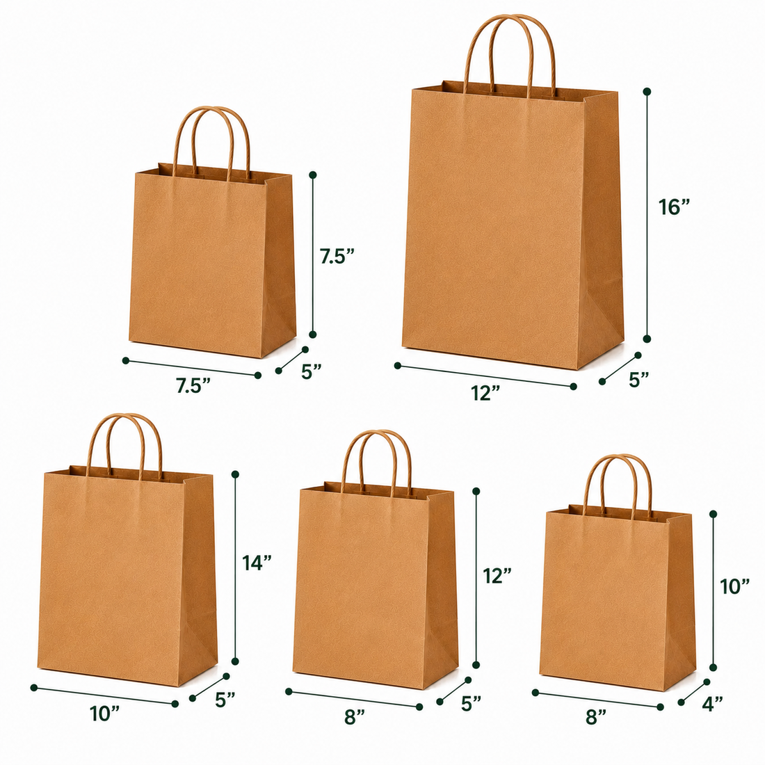 Kraft Paper Bag Sample Kit - 5 Sizes | 110 GSM