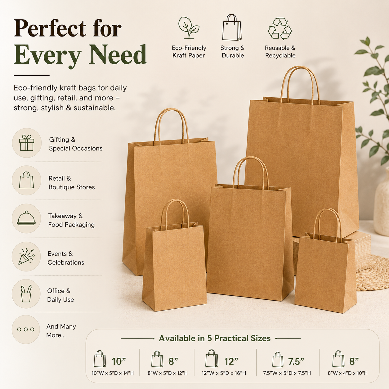 Kraft Paper Bag Sample Kit - 5 Sizes | 110 GSM