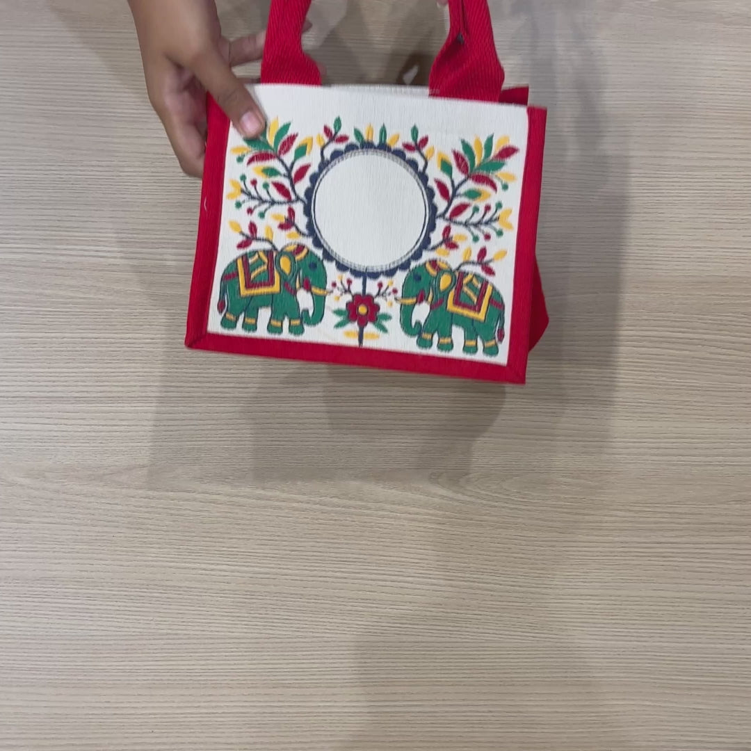 Twin Elephant Embroidered Hamper Bag