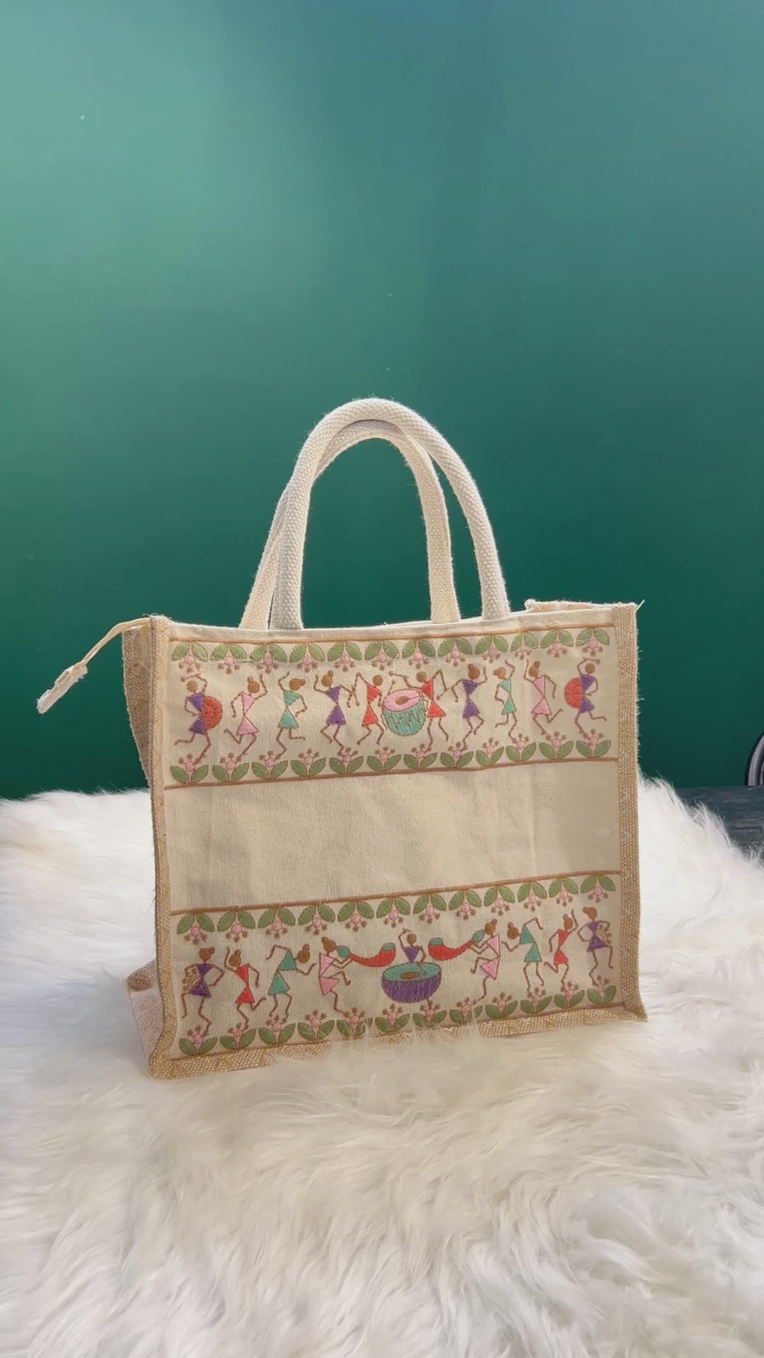 Warli Jute Hamper Bag