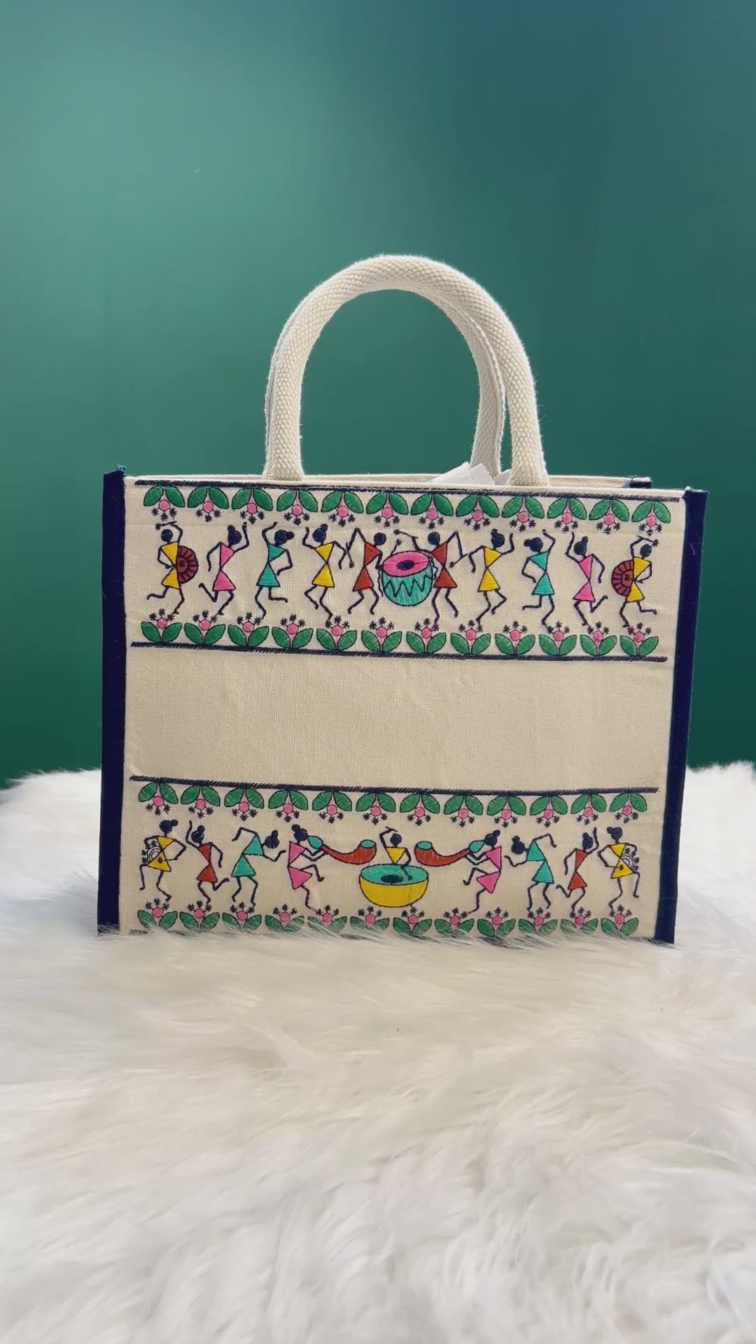 Warli Jute Hamper Bag