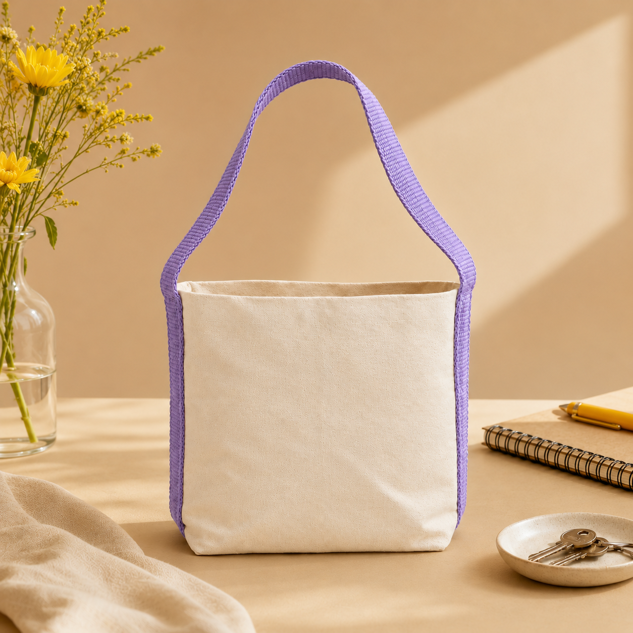 Plain Purple Basket Bag | 400 GSM