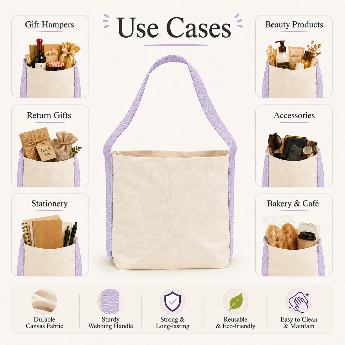 Plain Purple Basket Bag | 400 GSM