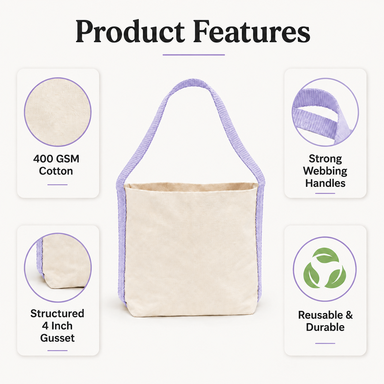 Plain Purple Basket Bag | 400 GSM