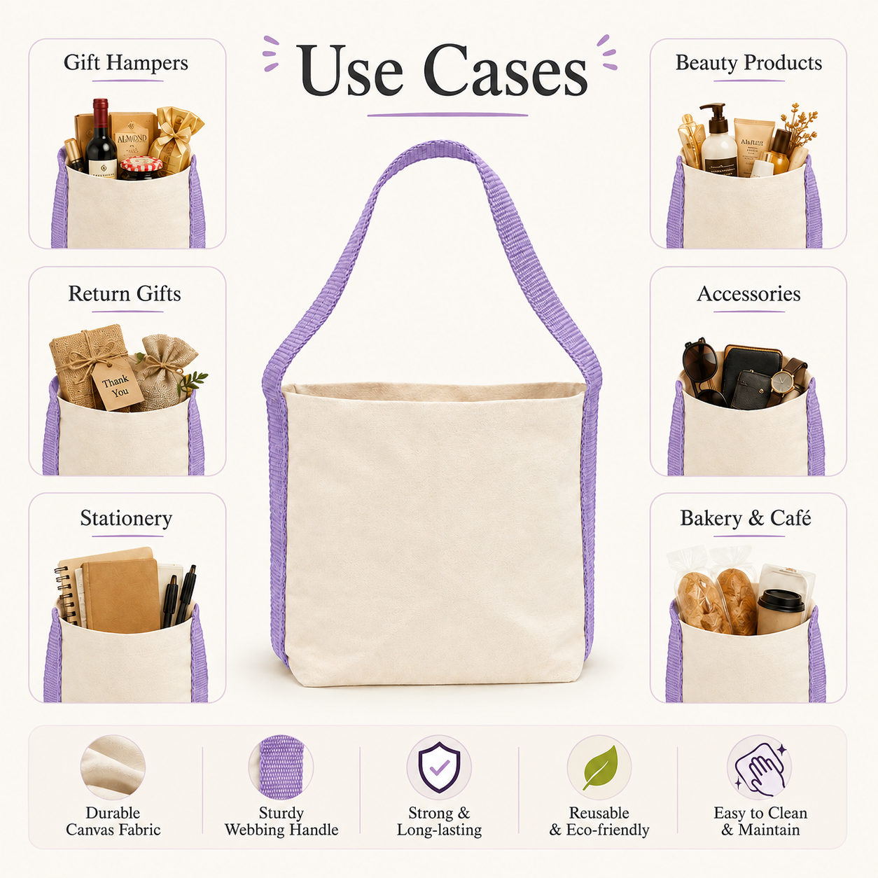Plain Purple Basket Bag | 400 GSM