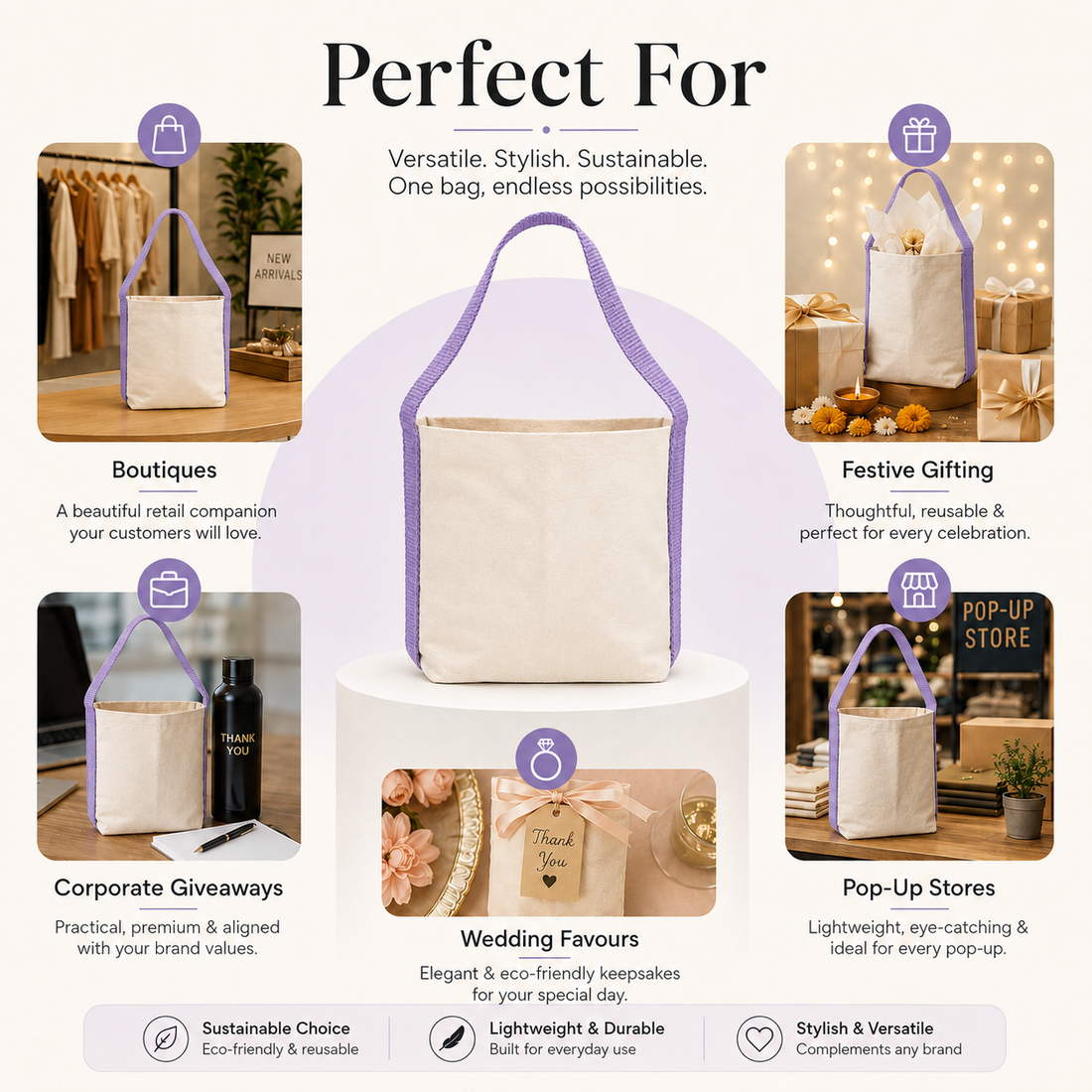 Plain Purple Basket Bag | 400 GSM